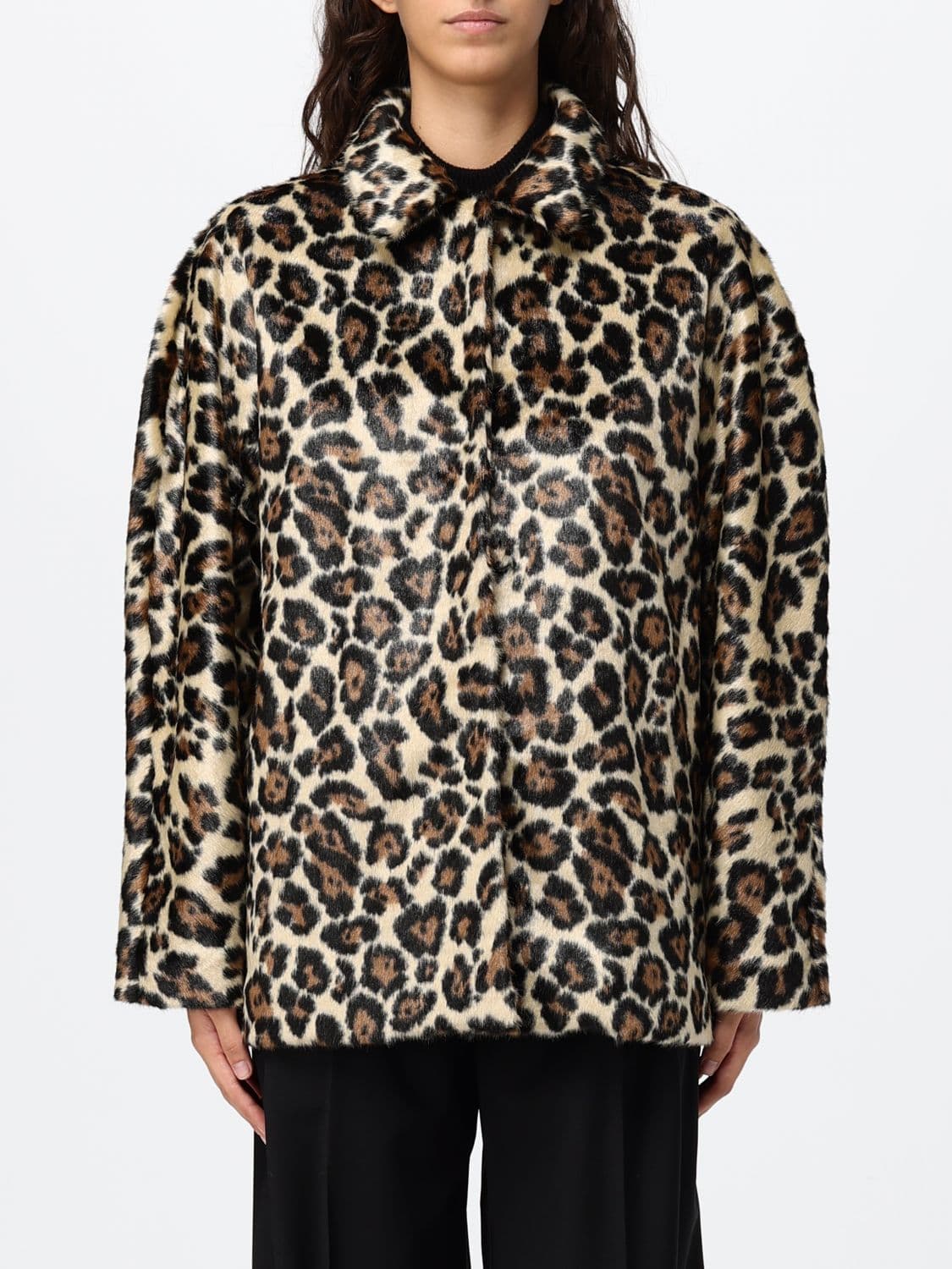 Collini Milano 1937 Short Single-Breasted Animalier Pony Hair-Effect Coat