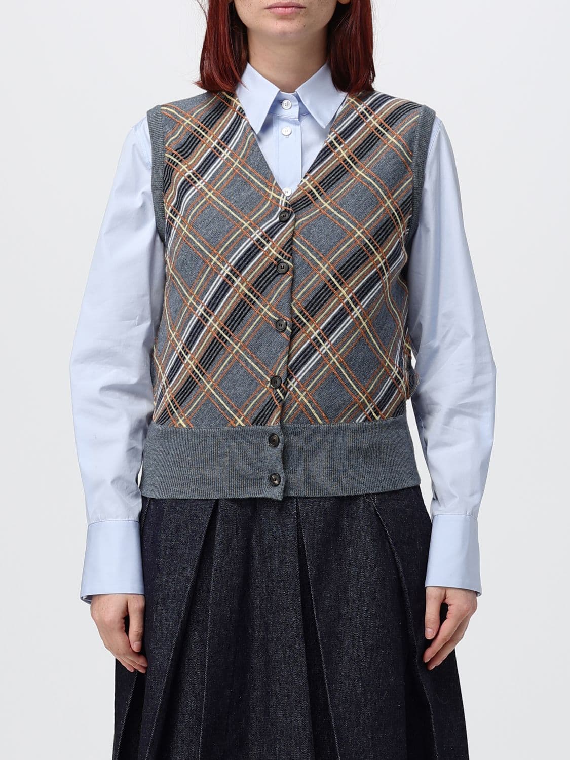 Tela Waistcoat Woman color Grey