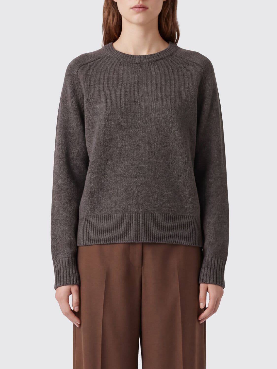 Loulou De Saison Crewneck Jumper in Wool and Cashmere Blend with Ribbed Trims