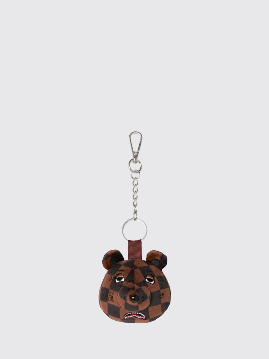 Sprayground Checkered Fleece Teddy Bear Keychain with Snap Hook