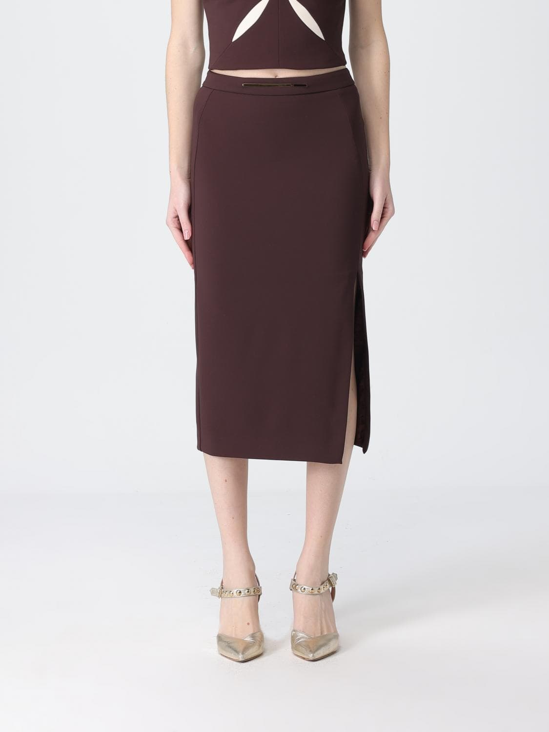 Elisabetta Franchi Crêpe Midi Skirt · 40