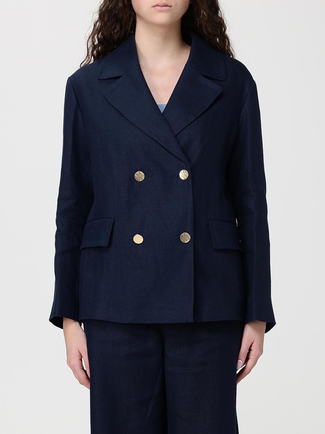 's Max Mara Linen Double-Breasted Blazer · 46
