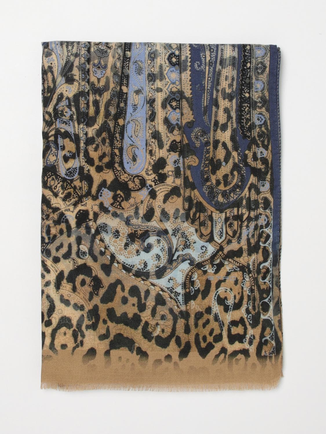 Etro Paisley Animal Print Cotton Scarf