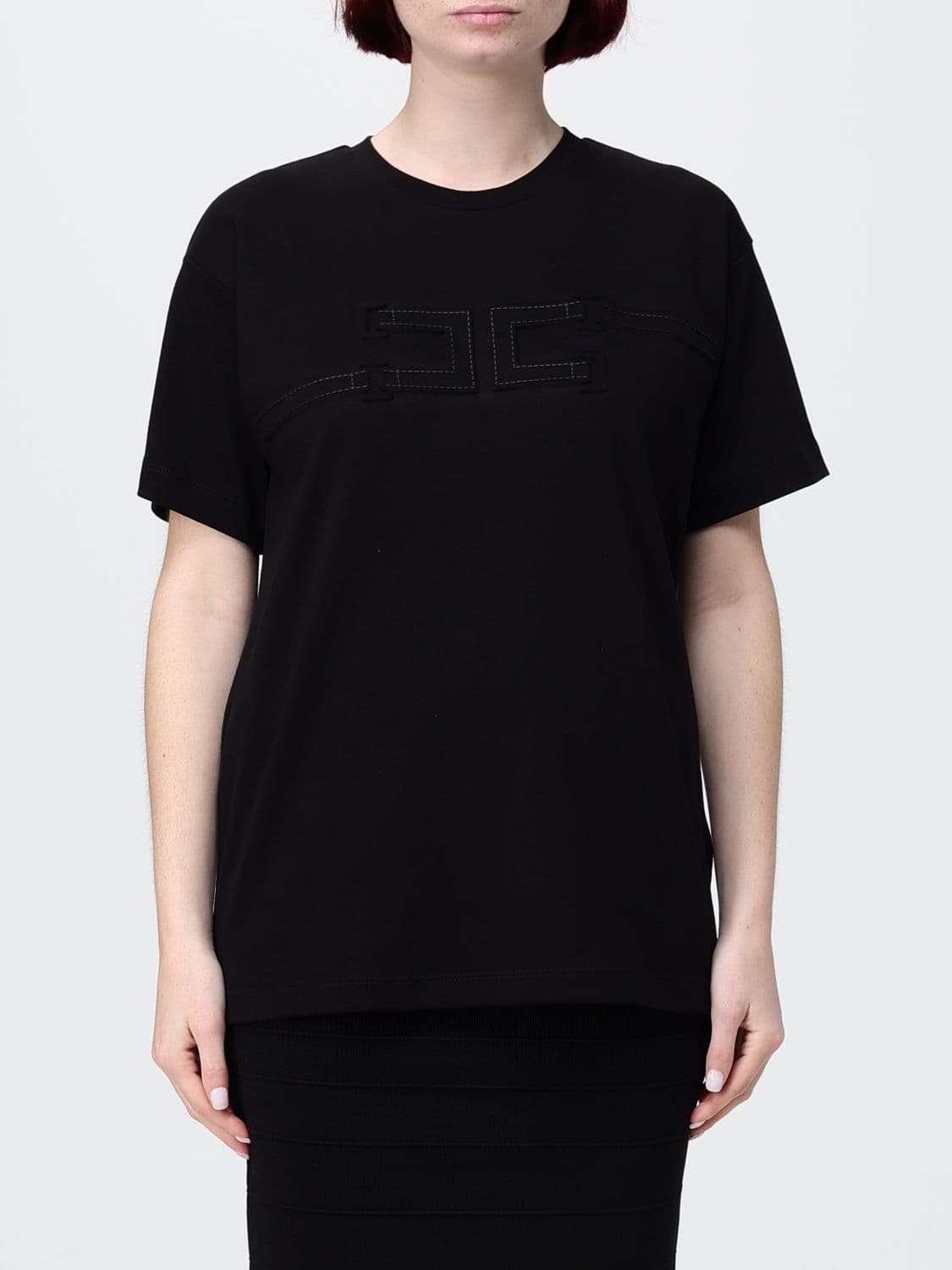 Elisabetta Franchi Cotton T-Shirt With Embroidered Logo