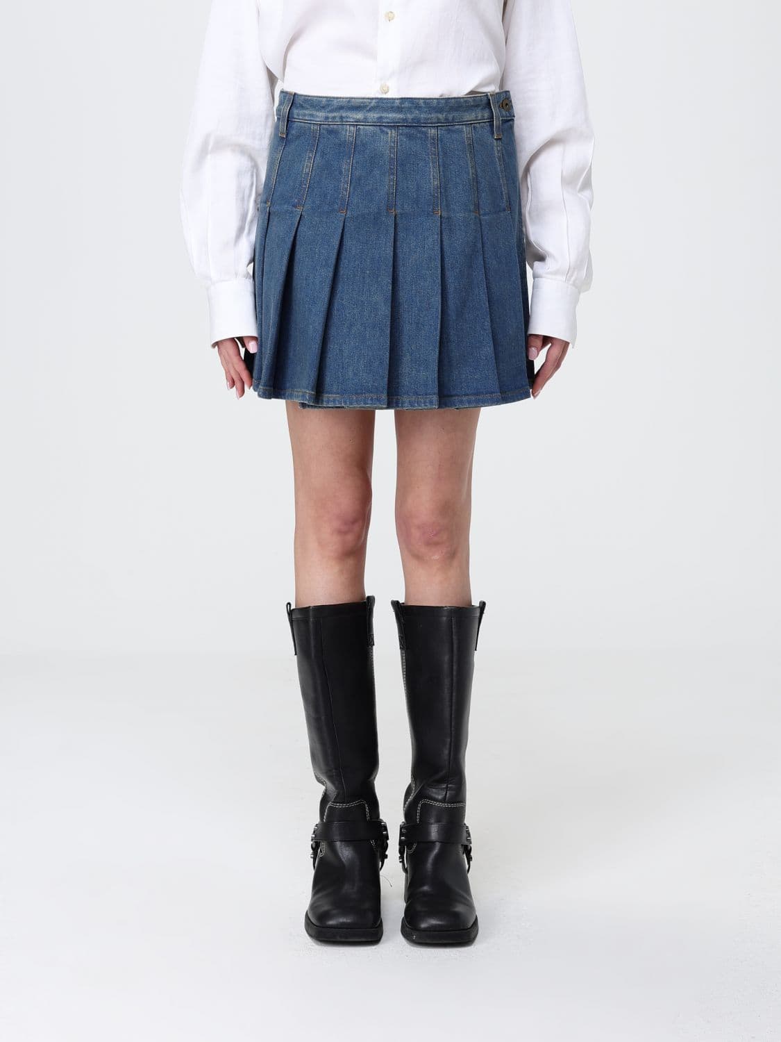 Burberry Pleated Denim Skirt