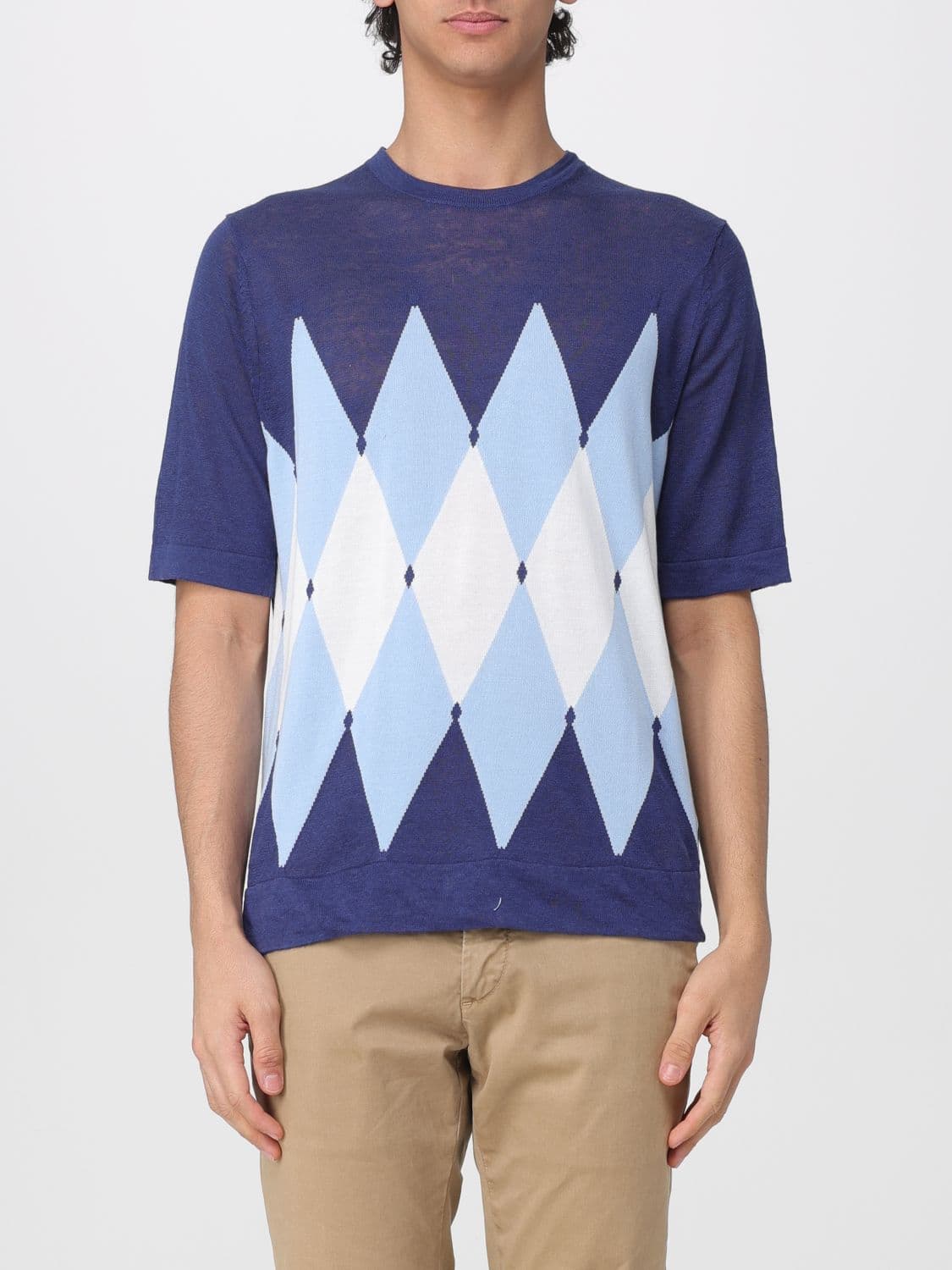 Ballantyne Diamond Pattern Cotton and Linen Knit