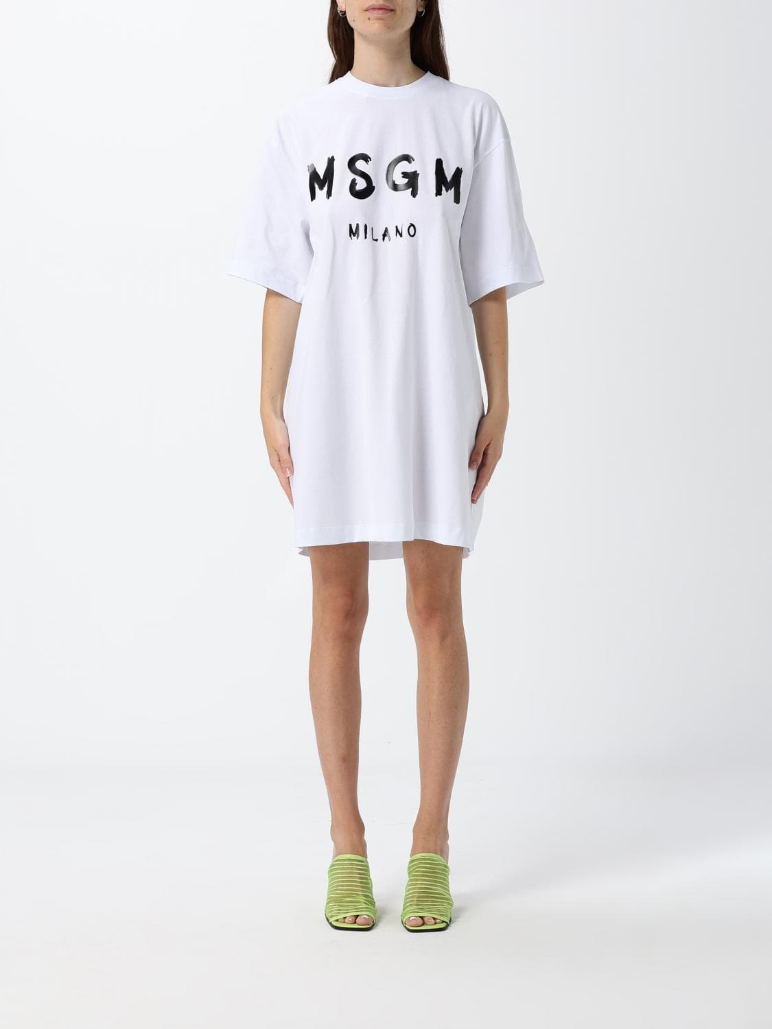 Msgm Logo Cotton T-Shirt Dress