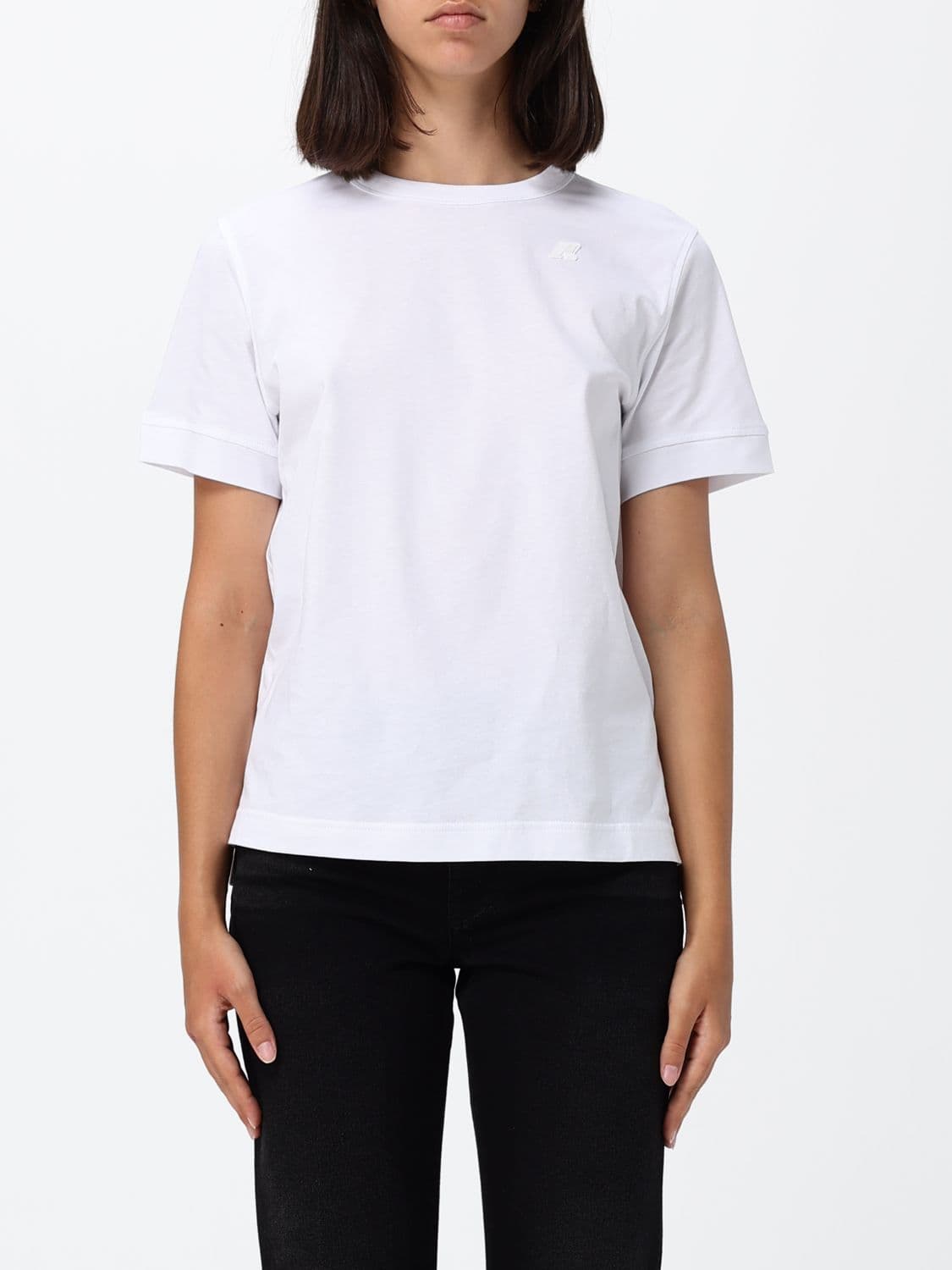 K-Way Crewneck Cotton T-shirt with Back Logo Print