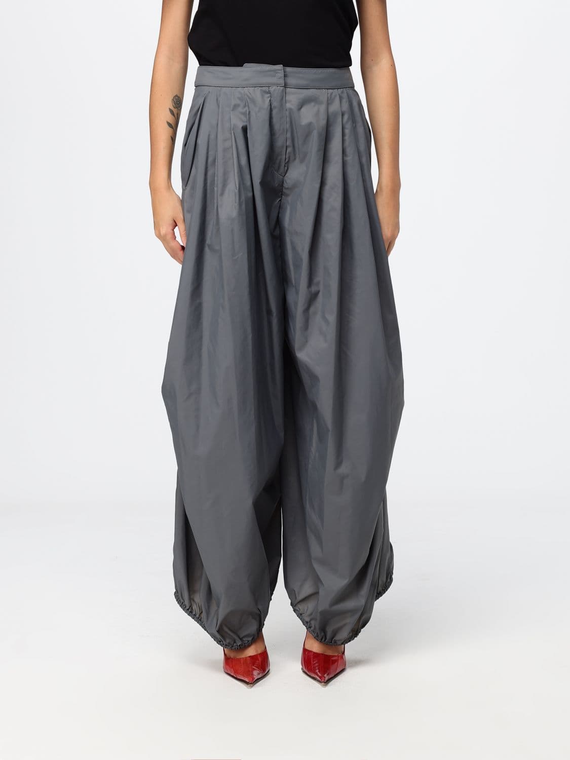 Emporio Armani Wide-Leg Technical Fabric Trousers with Drawstring · 40