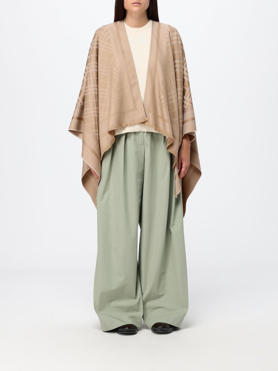 Burberry Asymmetrical V-Neck Wool and Cashmere-Blend Knit Cape