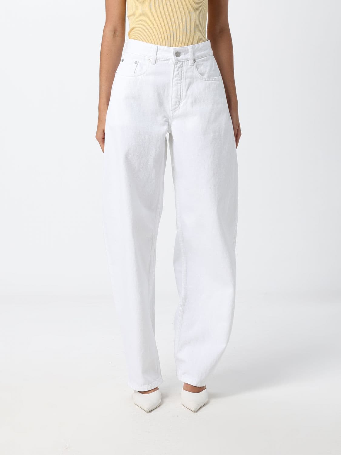 Alaïa High-Waisted Baggy Jeans in Cotton Denim