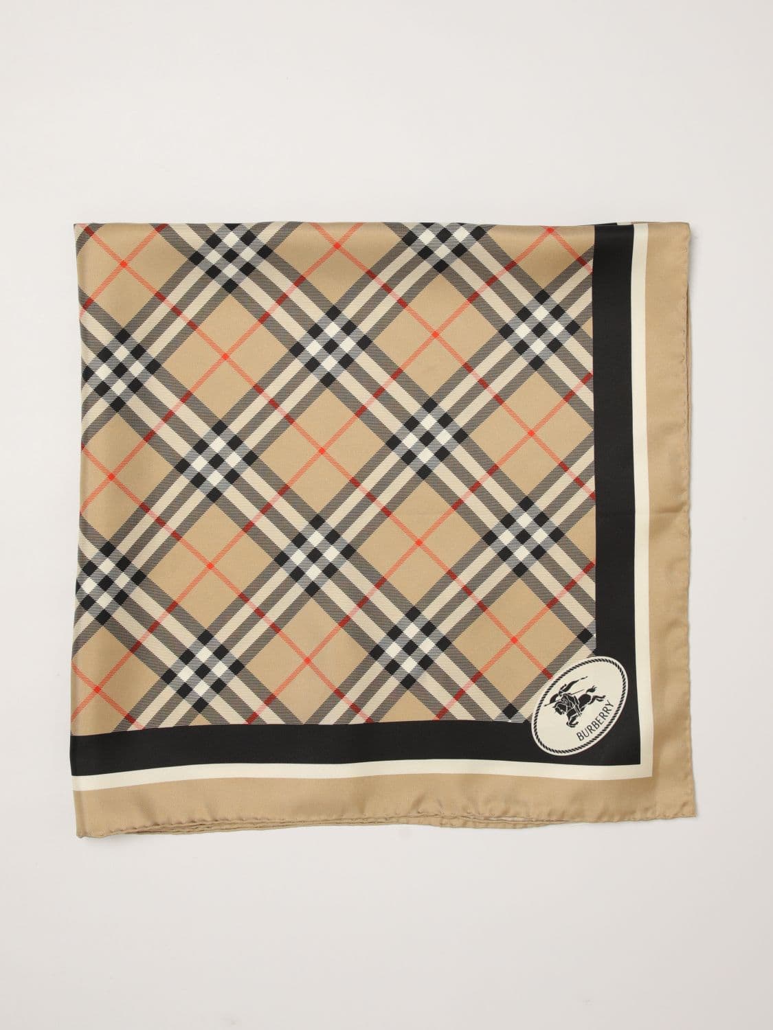 Burberry Check Print Mulberry Silk Square Foulard