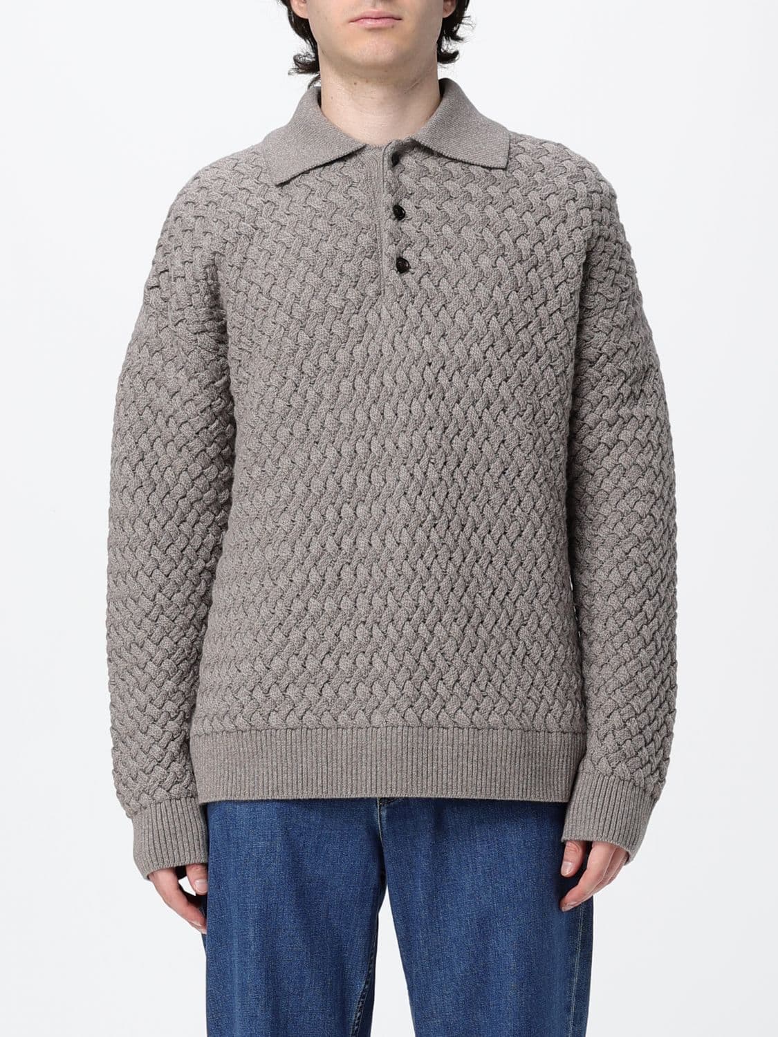 Bottega Veneta Relaxed Fit Long-Sleeve Knitted Wool Polo Shirt