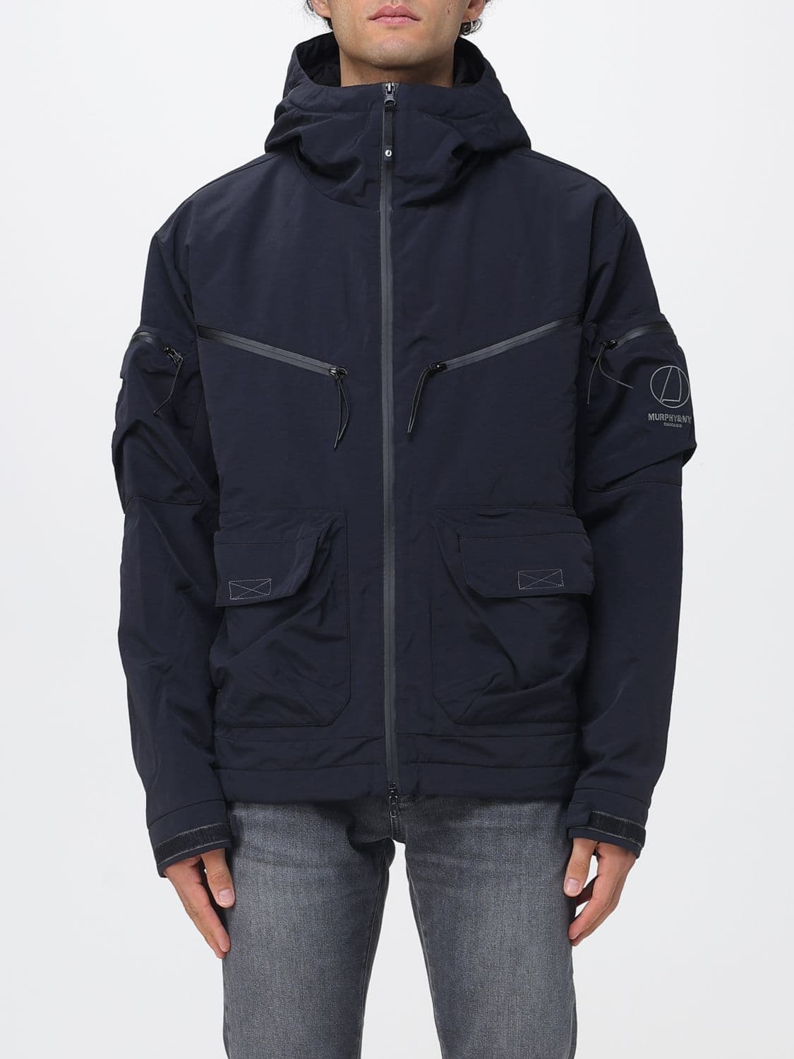 Murphy & nye Hooded Nylon Windbreaker Jacket with a Relaxed Fit