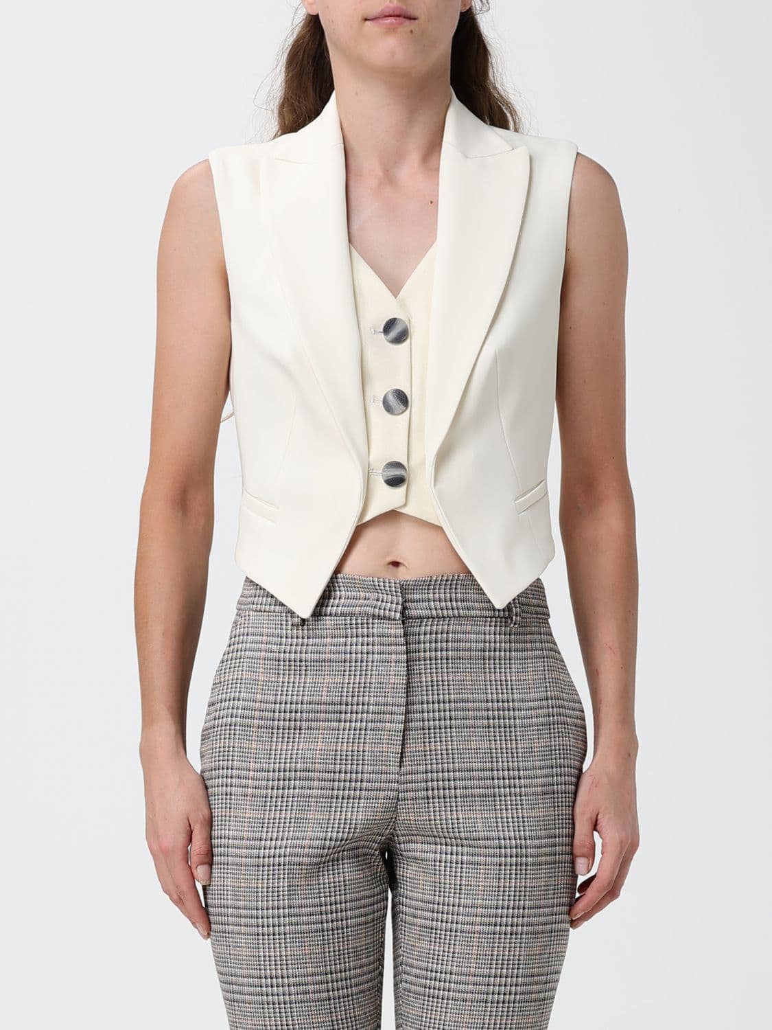 Hanita Single-Breasted Tailored Waistcoat with Peak Lapels and Asymmetrical Hem