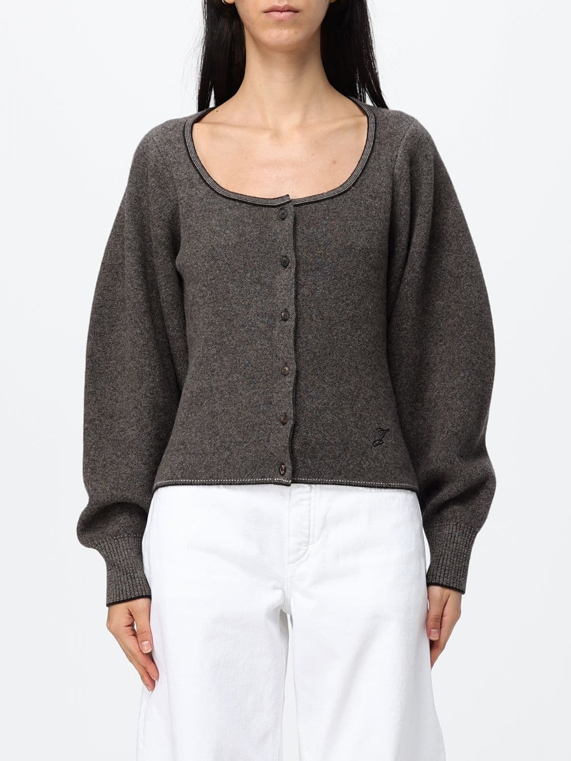 Jacquemus Slim Fit Wool and Cashmere Cardigan with Puff Sleeves