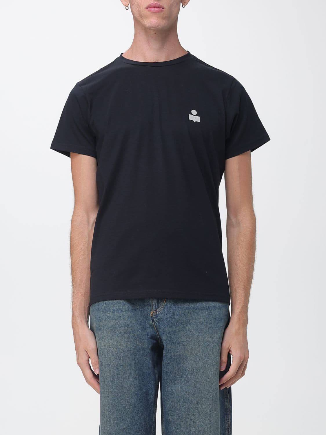 Isabel Marant Slim Fit Cotton Crew-Neck T-Shirt with Contrast Logo