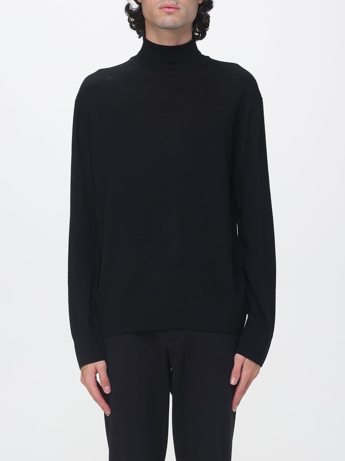 Laneus Pure Virgin Wool Turtleneck Jumper with Ribbed Hems