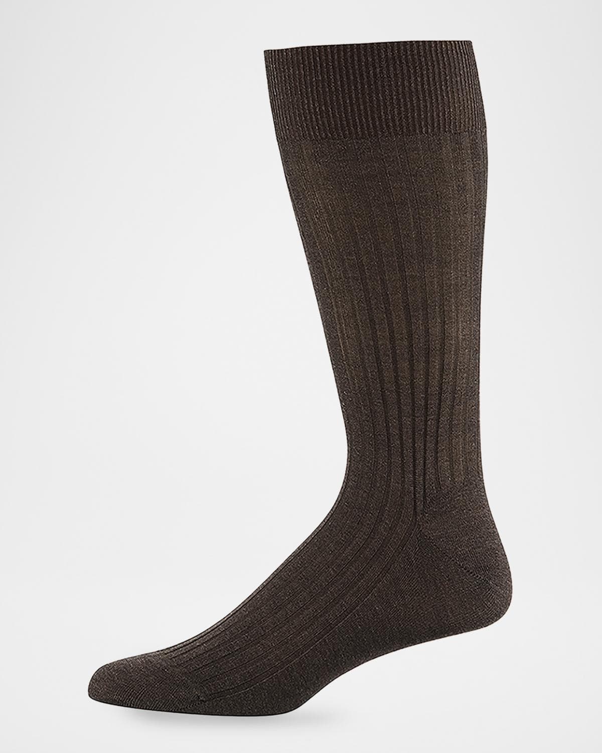 Pantherella Men's Danvers Ribbed Cotton Mid-Calf Socks