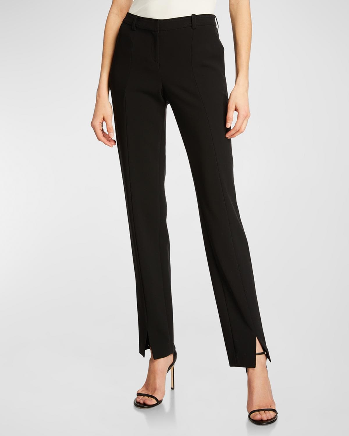 St. John Crepe Marocain Ankle Pants, Caviar · 0