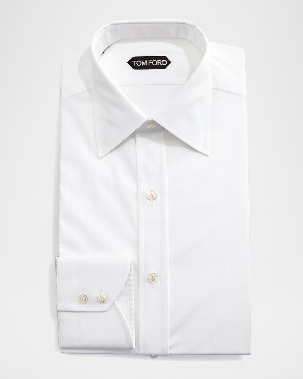 TOM FORD Solid Barrel-Cuff Dress Shirt, White · 38 EU (15 US)