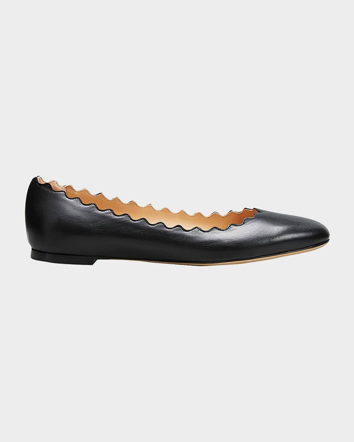 Chloe Lauren Scalloped Leather Ballet Flats