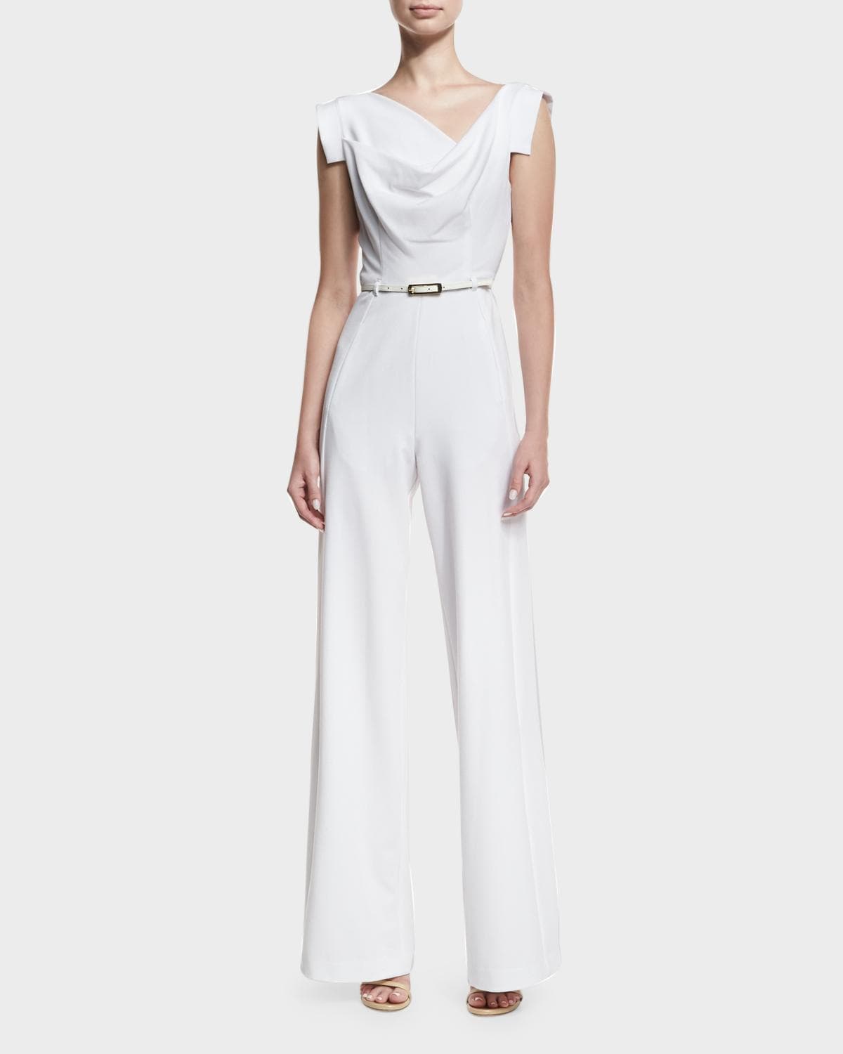 Black Halo Jackie Cap-Sleeve Belted Wide-Leg Jumpsuit · 6