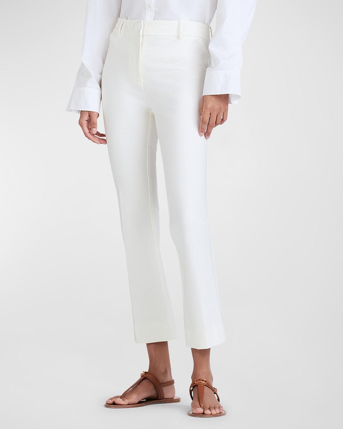 Derek Lam 10 Crosby Stretch-Cotton Cropped Flare Trousers