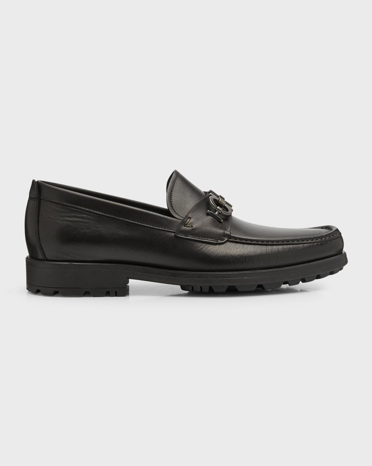FERRAGAMO Men's David Leather Lug-Sole Loafers