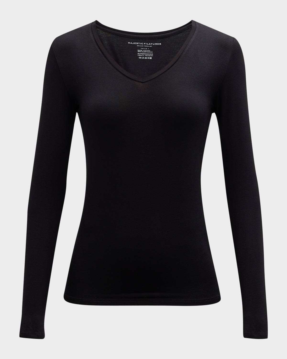 Majestic Filatures Soft Touch Long-Sleeve V-Neck Tee