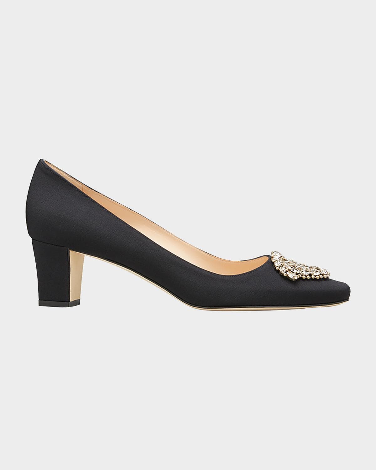 Manolo Blahnik Okkato Low-Heel Crepe Pumps