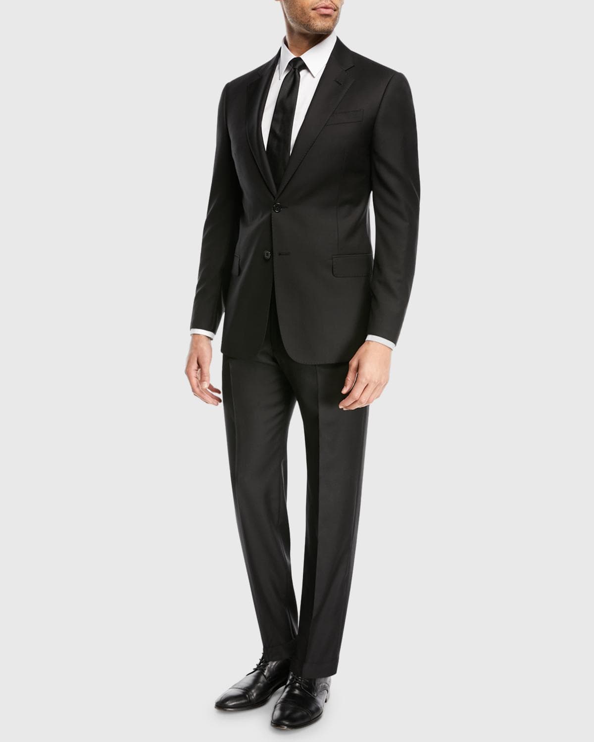 Emporio Armani Super 130s Wool Two-Piece Classic Fit Suit, Black
