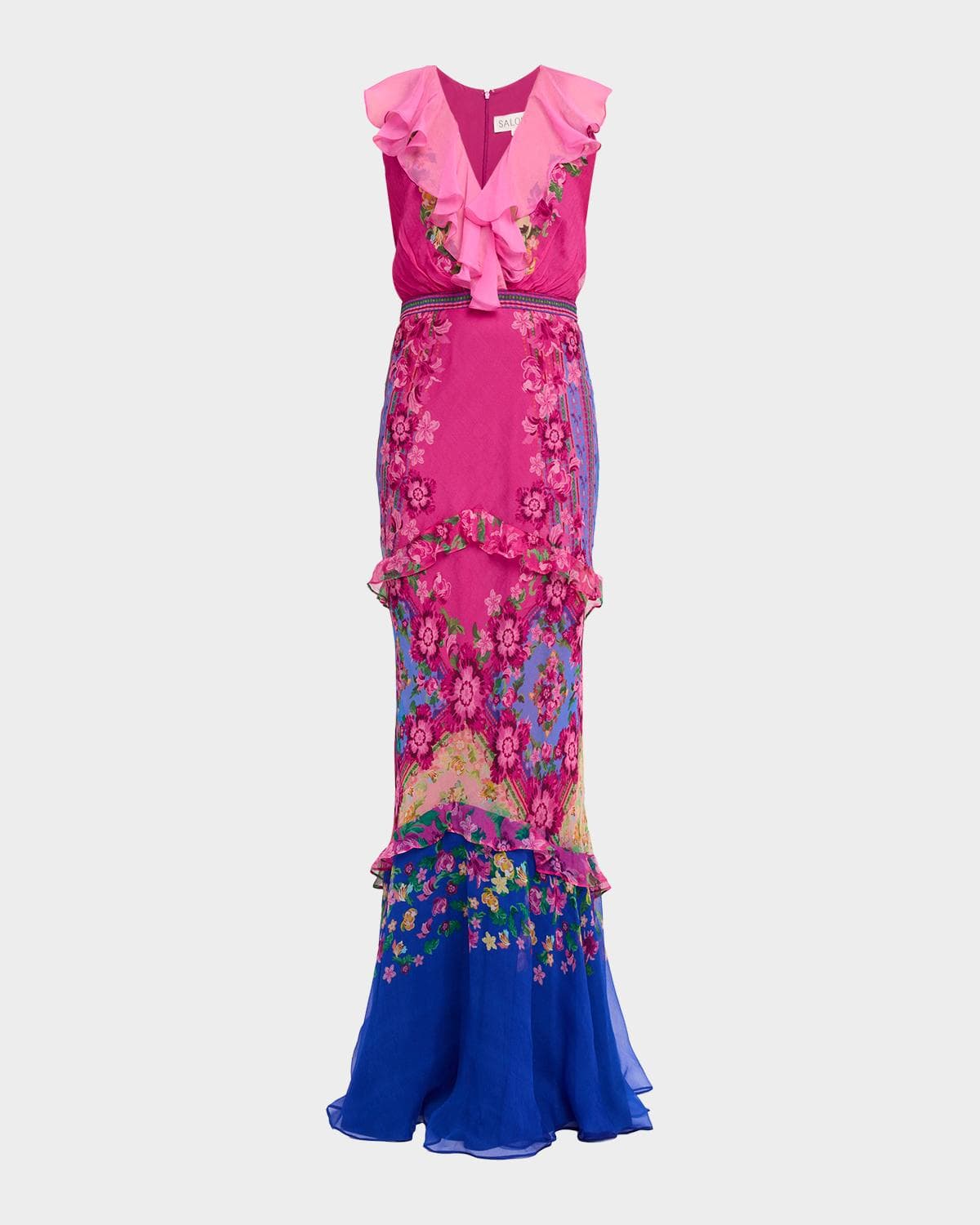 Saloni Rita Tiered Ruffle Cocktail Dress