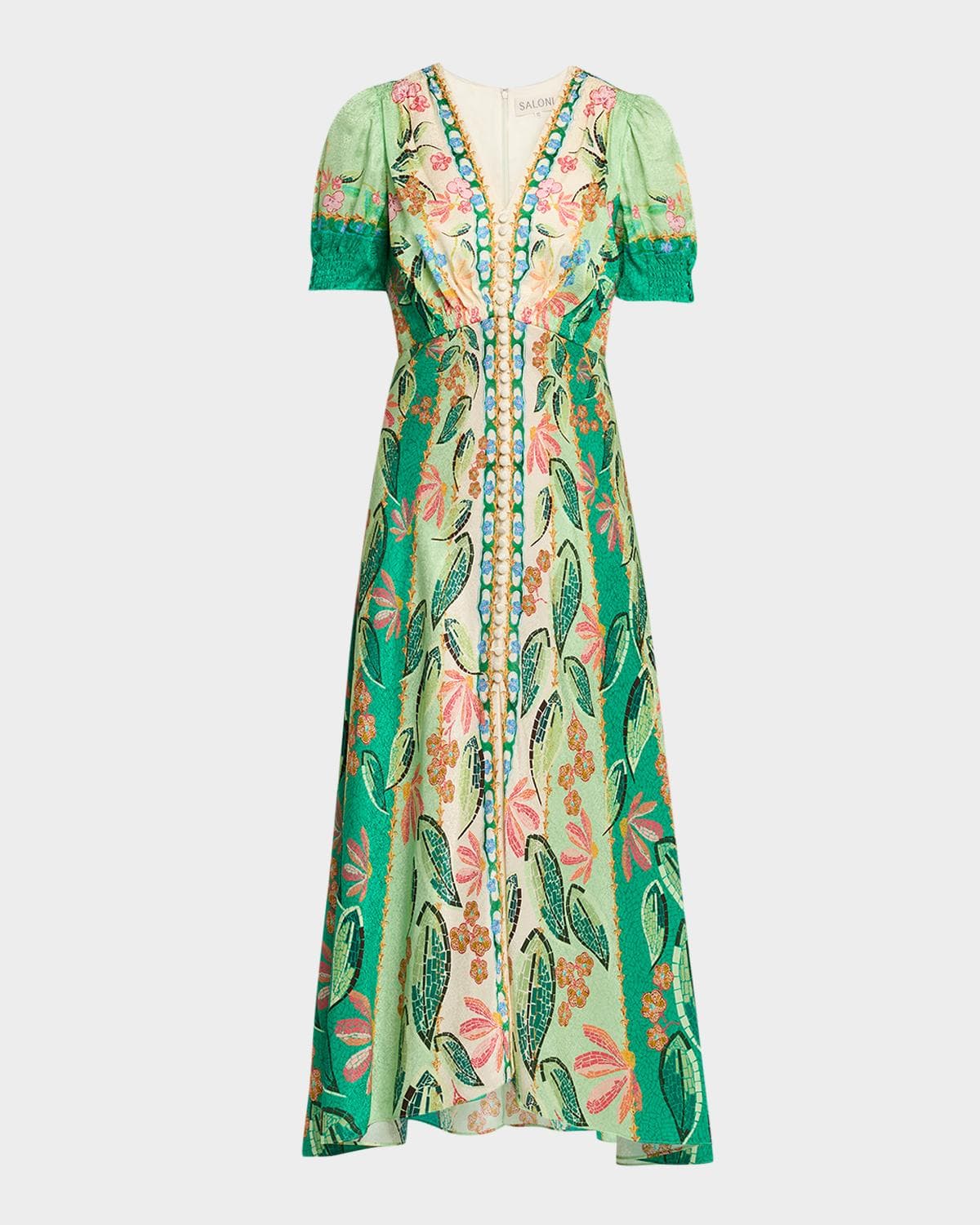 Saloni Lea Printed Long Dress · 0