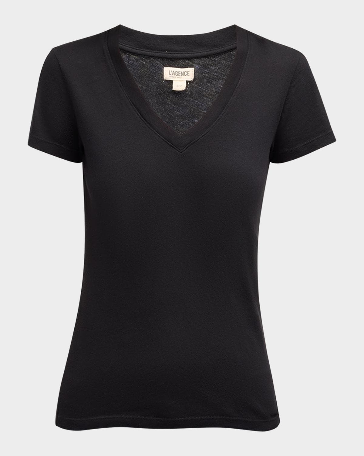 L 'AGENCE Becca V-Neck Short-Sleeve Tee