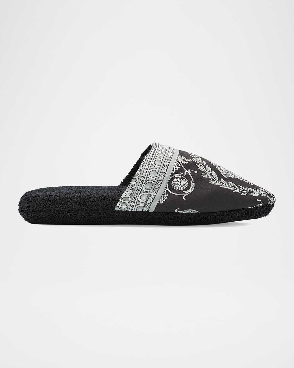 Versace Men's Barocco-Print Mule Slippers