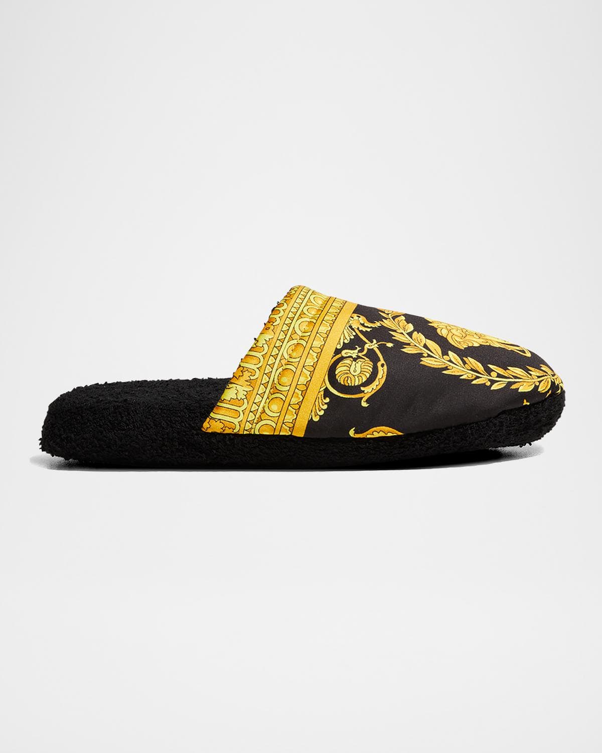 Versace Men's Barocco-Print Mule Slippers