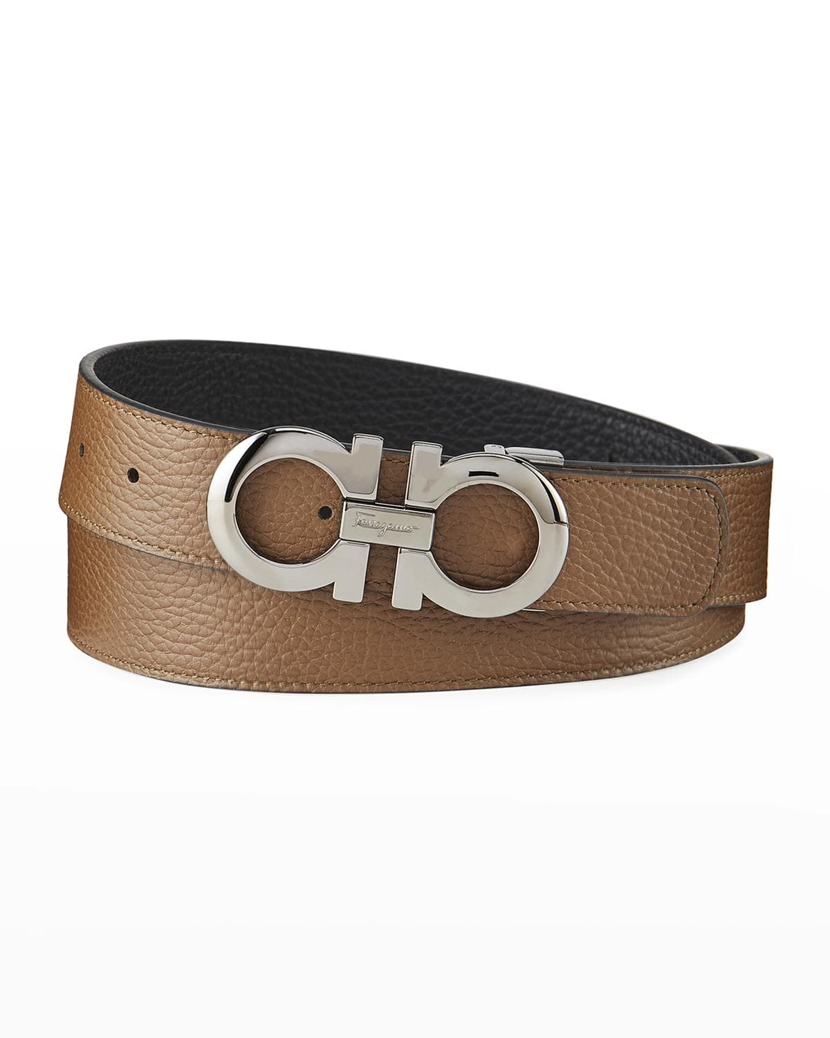FERRAGAMO Men's Gancini Reversible Pebbled Leather Belt · 85 (34'')