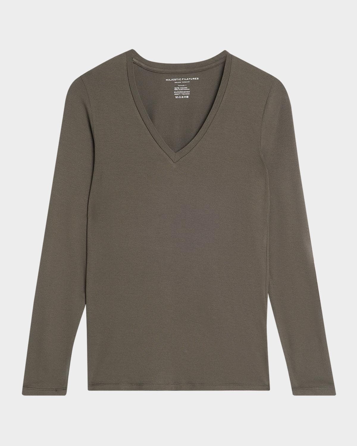 Majestic Filatures Flat Edge V-Neck Long-Sleeve Tee