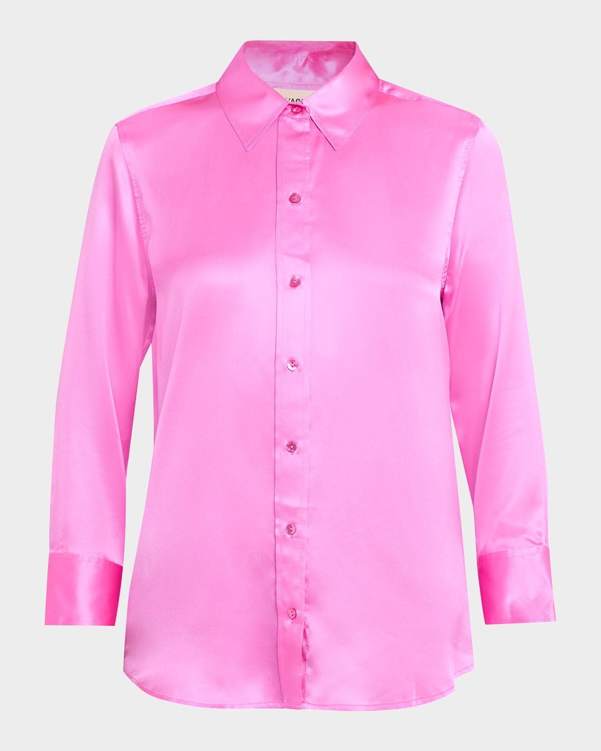 L 'AGENCE Dani Silk Satin 3/4-Sleeve Button-Down Blouse