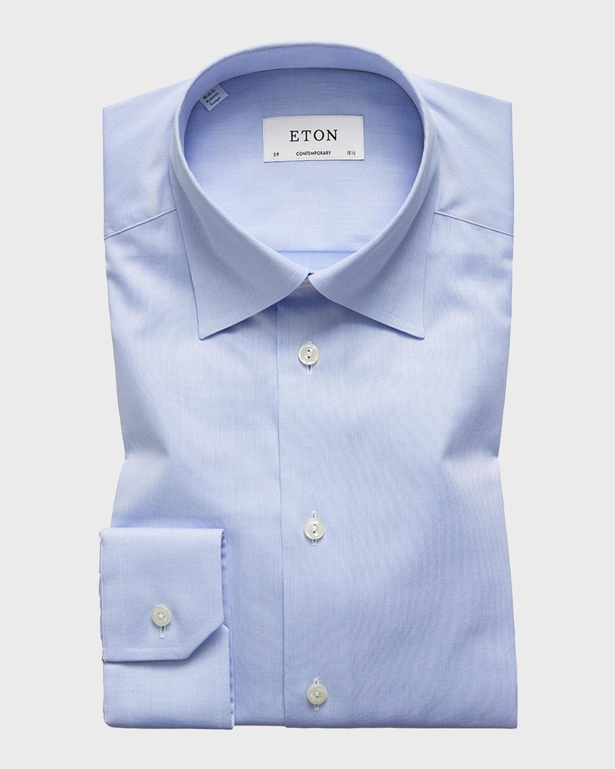 Eton Men's Contemporary-Fit Twill Dress Shirt with Hidden Button-Down Collar
