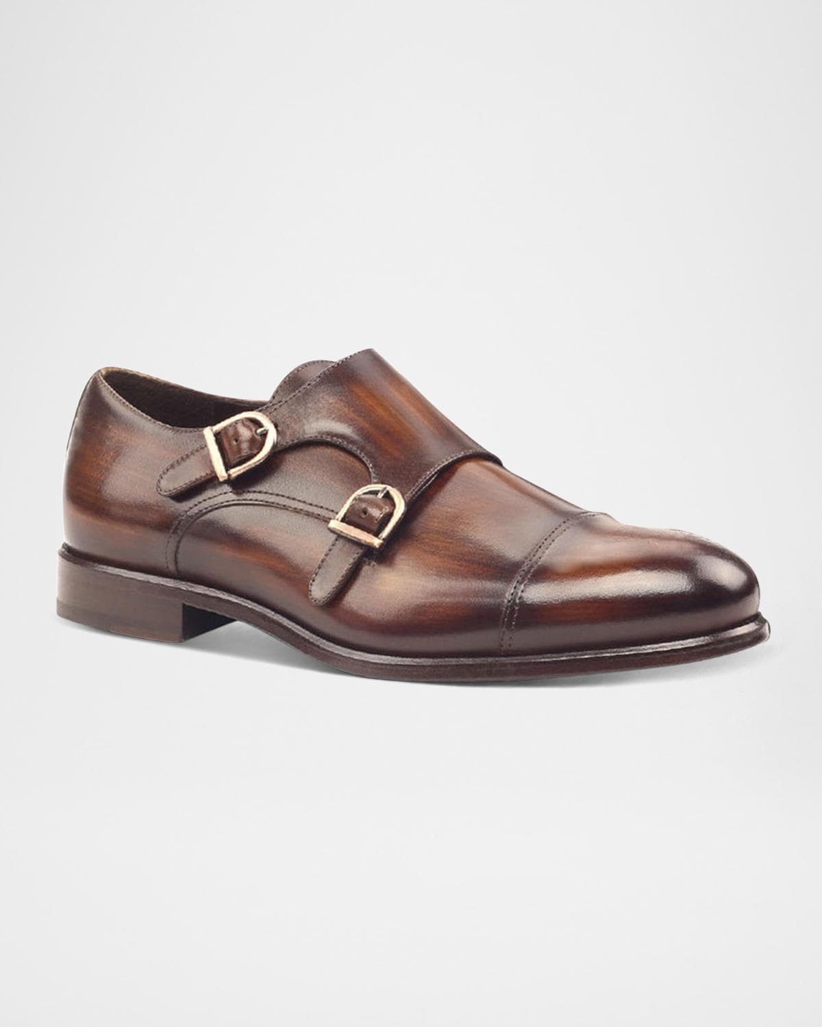 Ike Behar Men's Regal Two-Tone Patina Leather Double-Monk Loafers · 10D