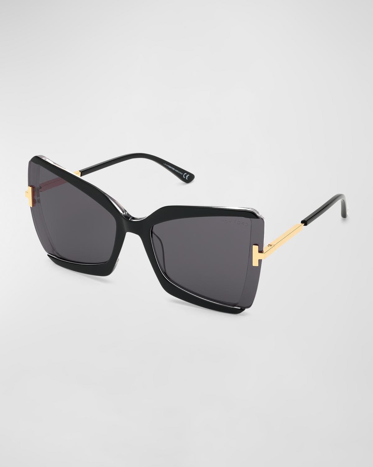 TOM FORD Gia Semi-Rimless Butterfly Sunglasses
