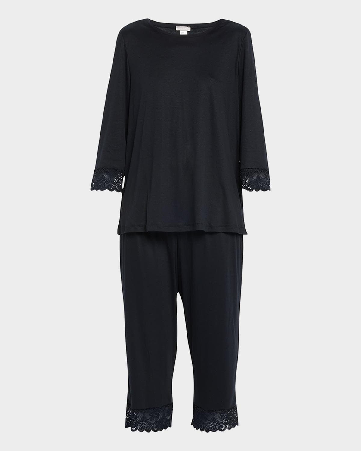 Hanro Moments Lace-Trim Cropped Pajama Set