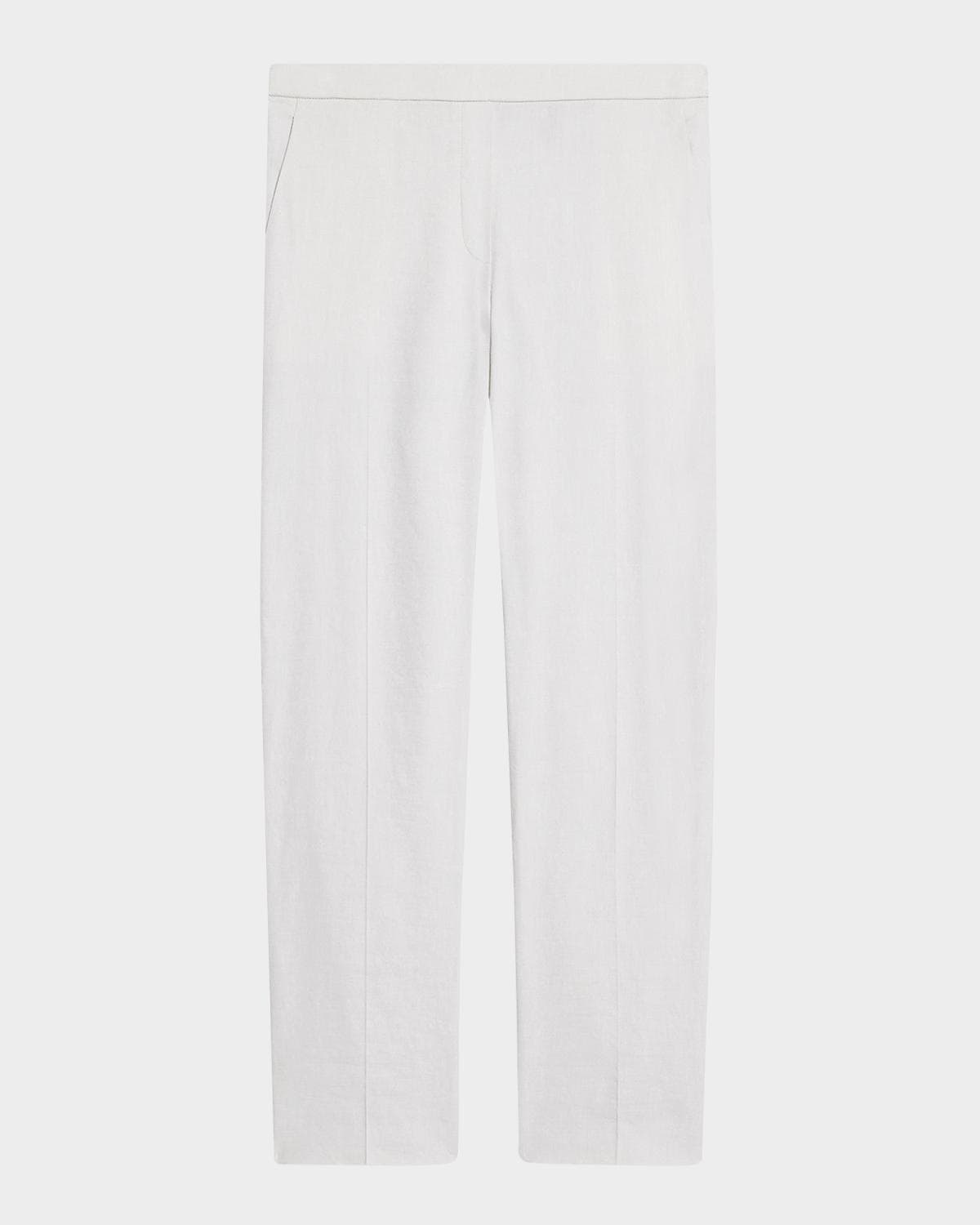 Theory Treeca Good Linen Cropped Pull-On Ankle Pants
