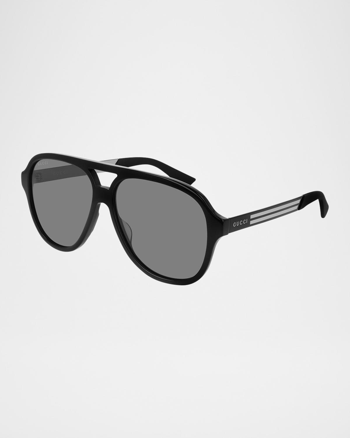 Gucci Men's Aviator Logo Sunglasses