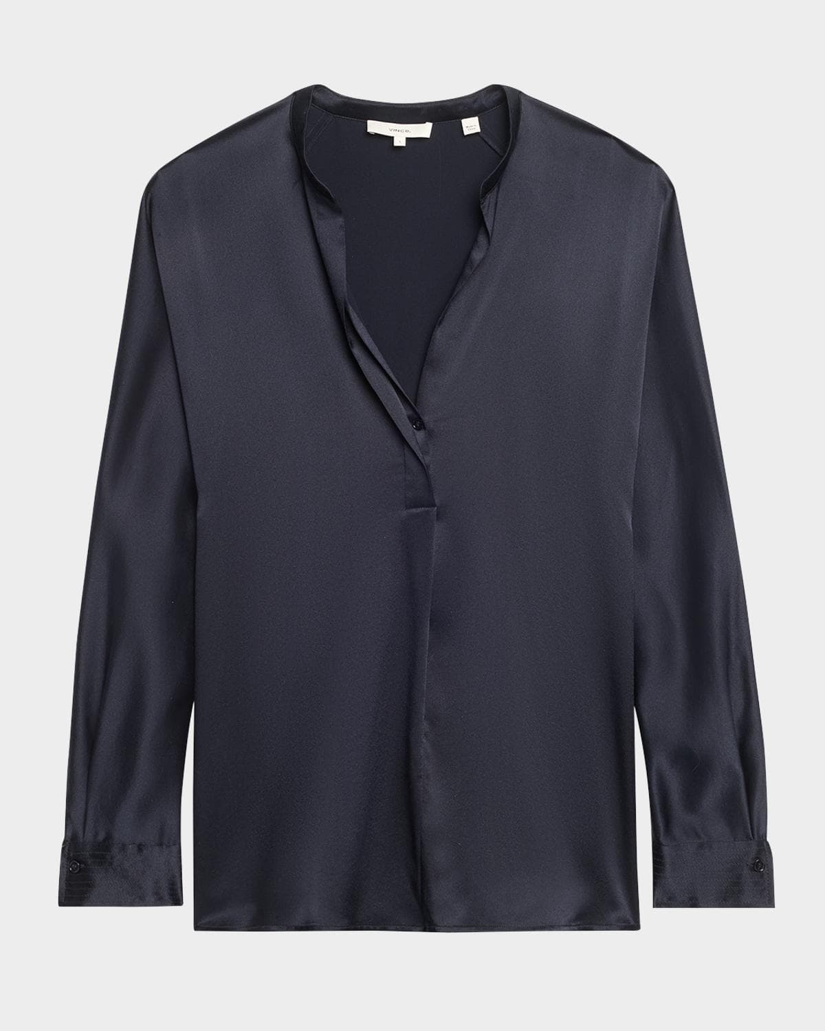 Vince Silk Band-Collar Blouse