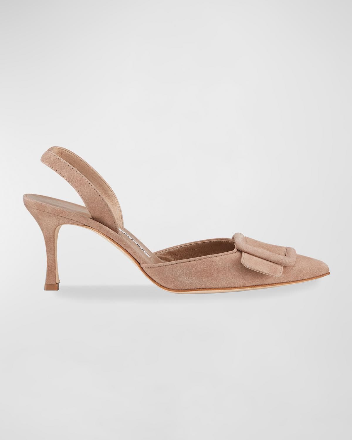 Manolo Blahnik Maysli Suede Buckle Slingback Pumps