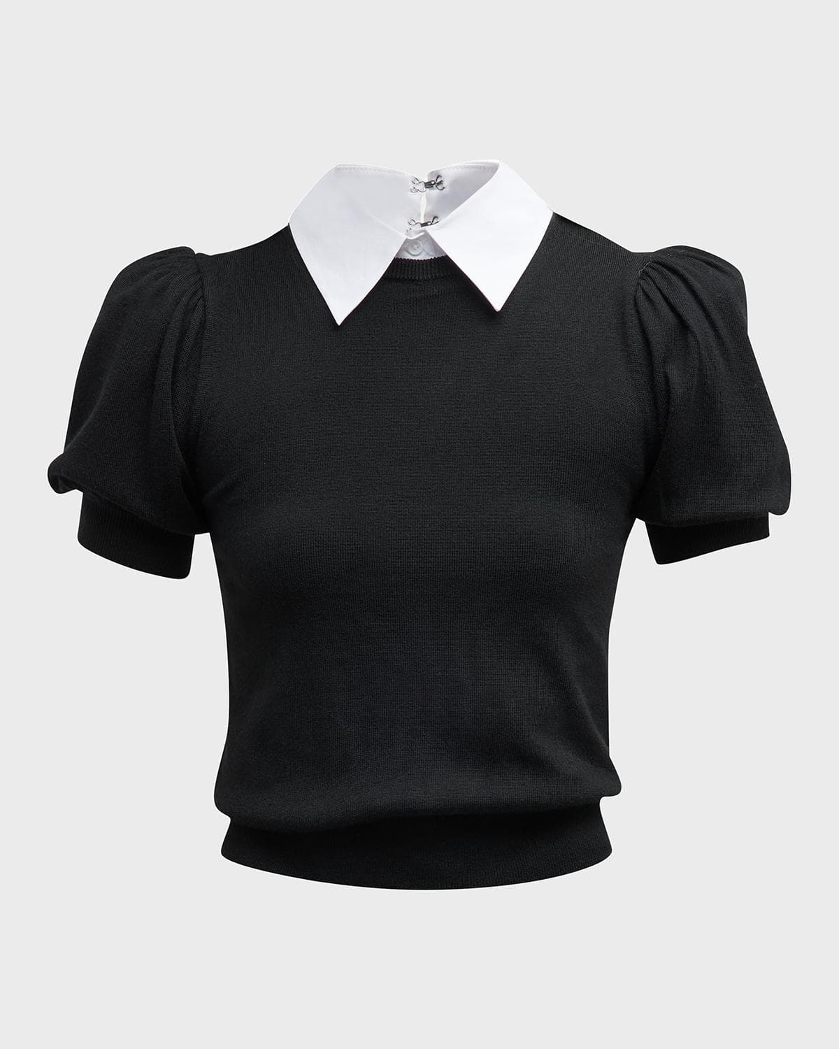 ALICE + OLIVIA Chase Puff-Sleeve Detachable Collar Sweater · X-SMALL