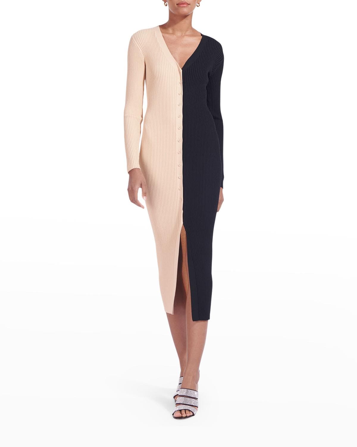 STAUD Shoko Ribbed Colorblock Sweater Dress